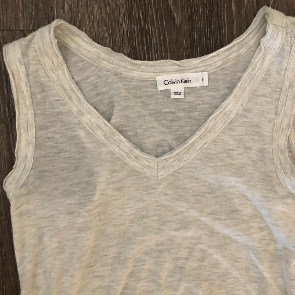 Calvin Klein gray tank with ruffle